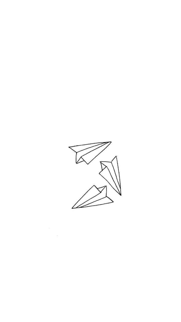 A black and white drawing of three paper aeroplanes - Android