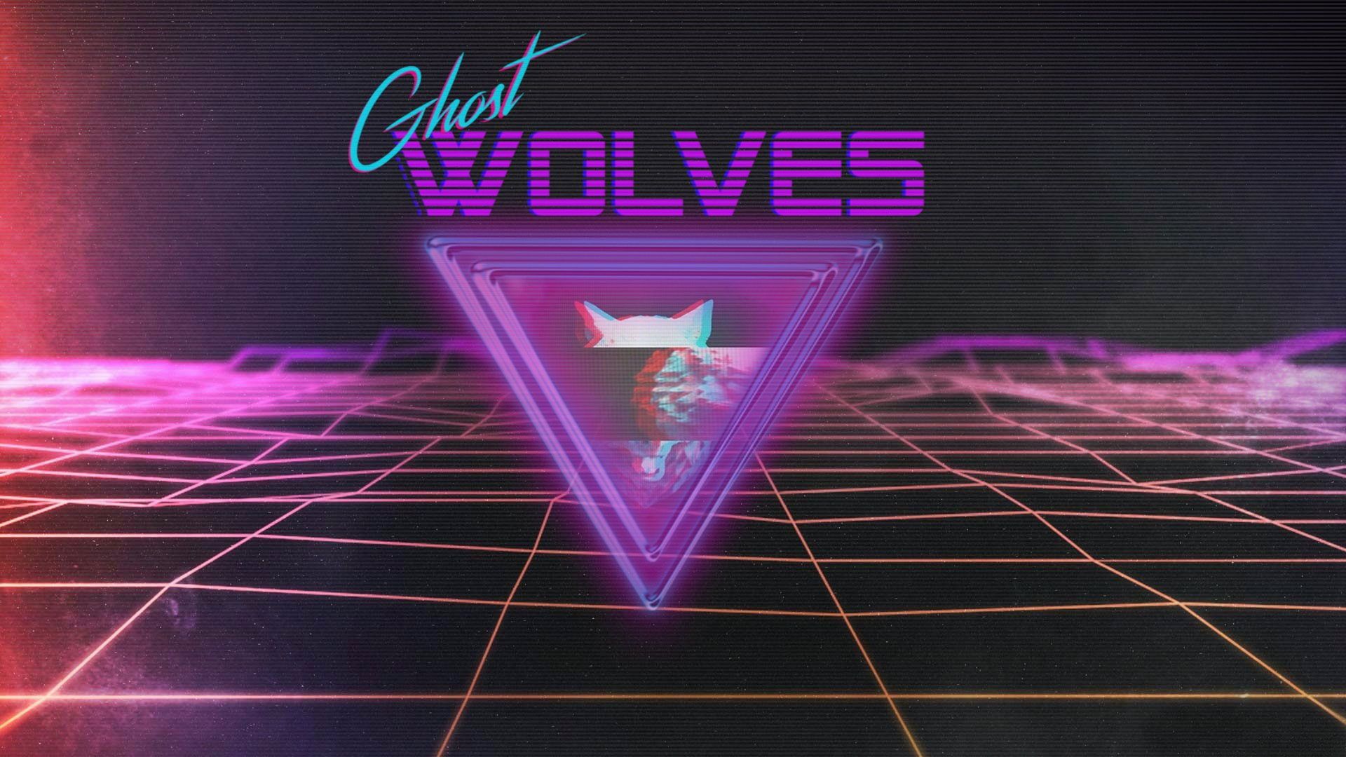 A cyberpunk image of a wolf head in a triangle with the text 