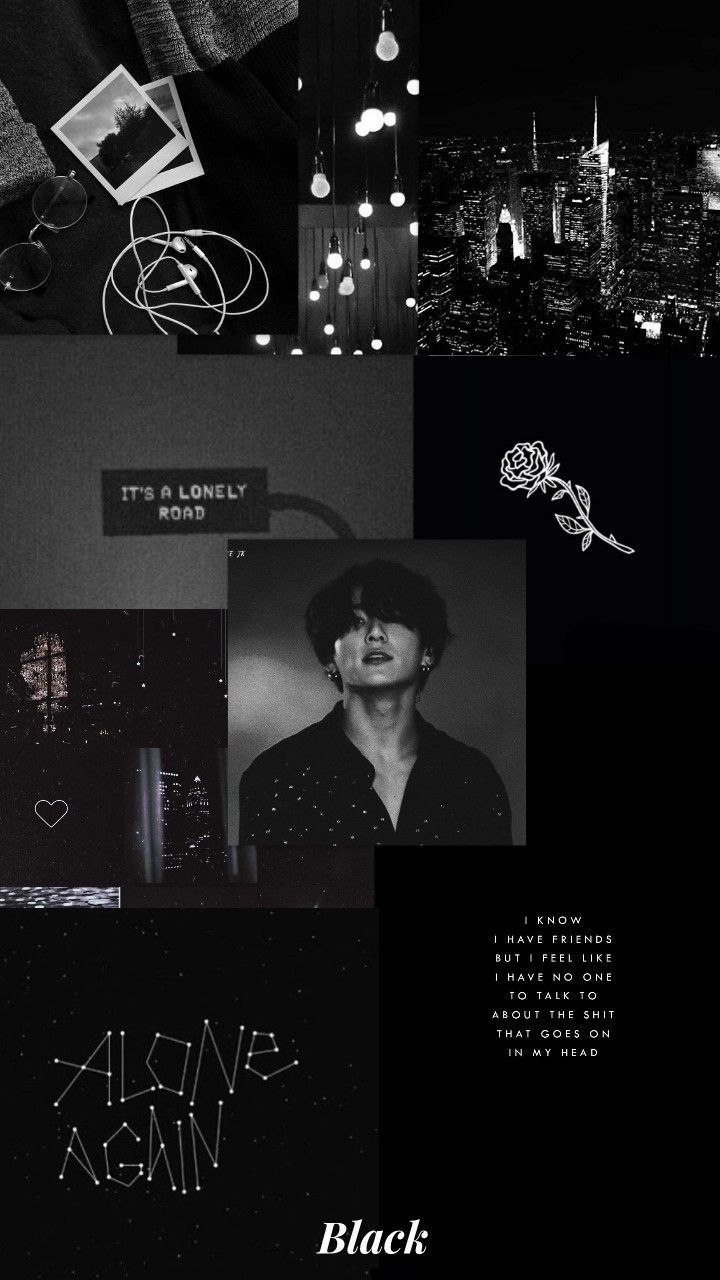 Black aesthetic wallpaper I made for my phone! Let me know if you'd like me to make more - Jungkook