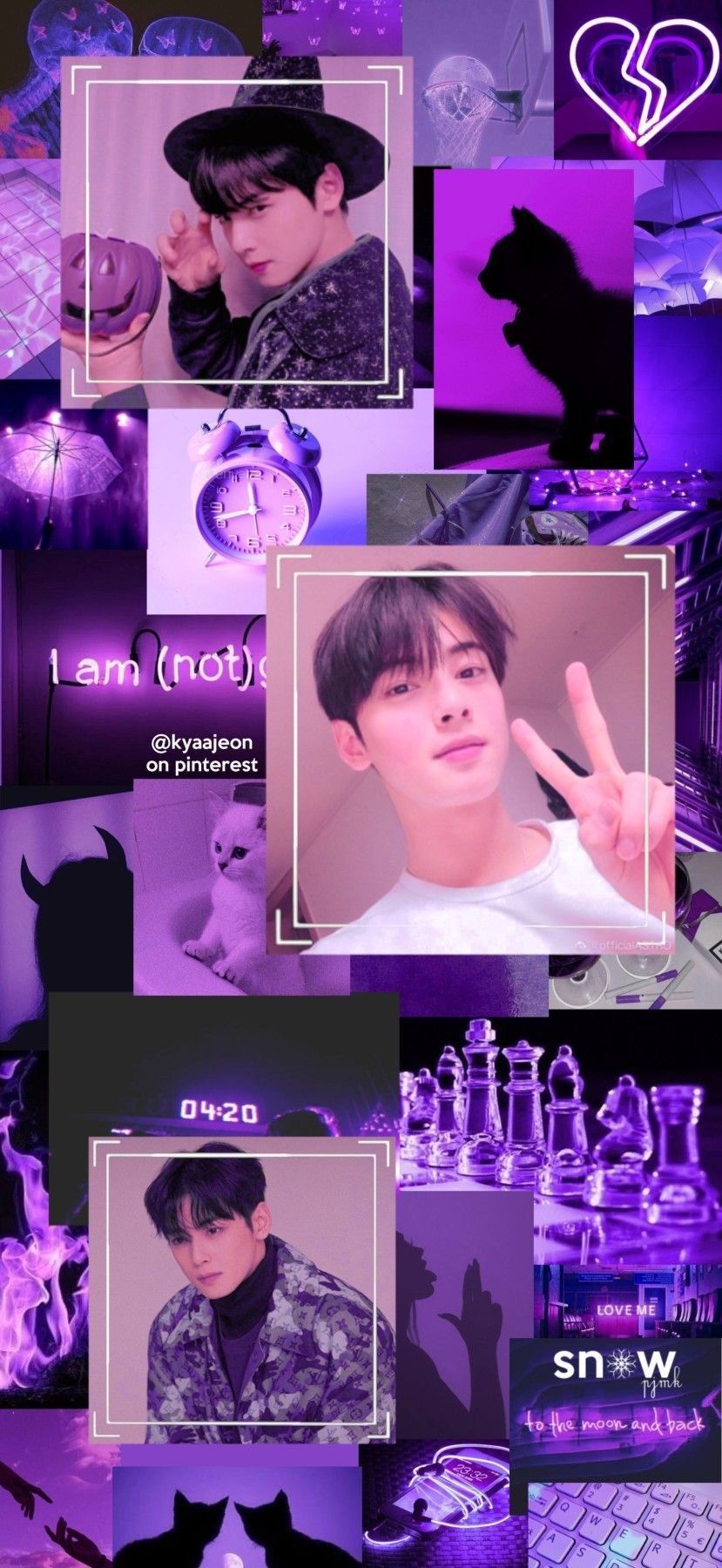 A collage of pictures with purple backgrounds - Jungkook
