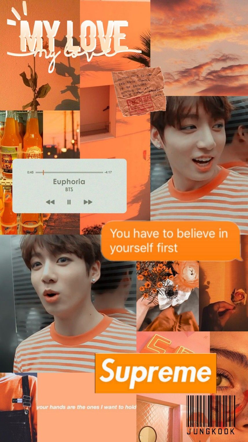 A collage of pictures with the words supreme - Jungkook