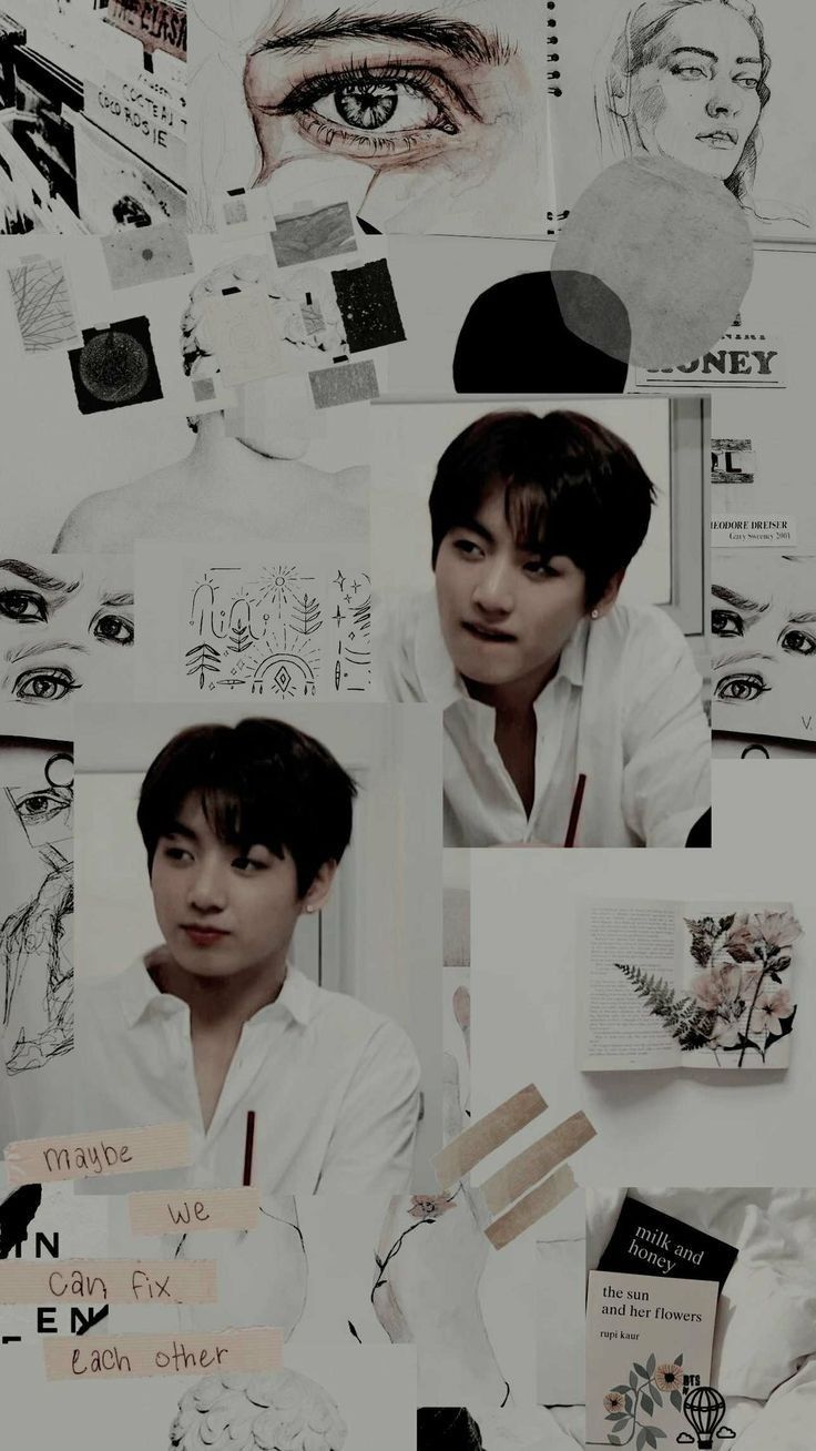 Aesthetic background with images of the EXO singer, Kai. - Jungkook