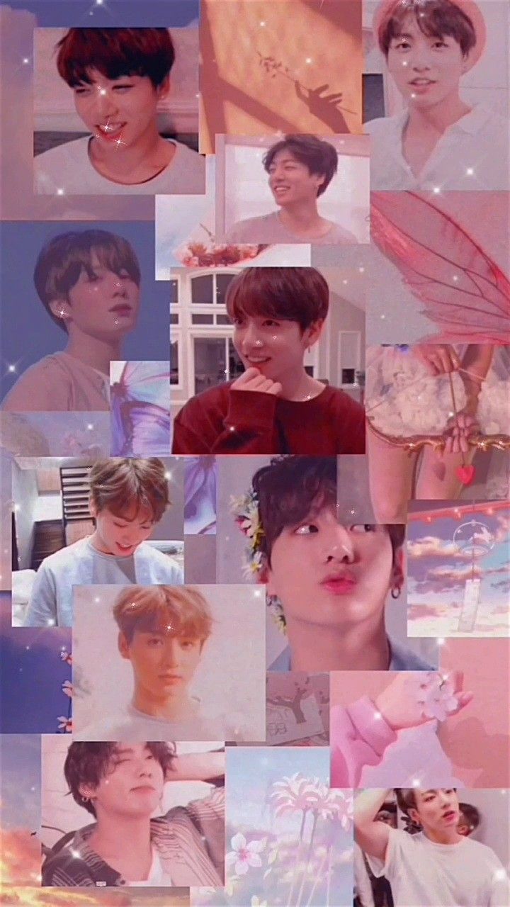 A collage of pictures with different people in them - Jungkook