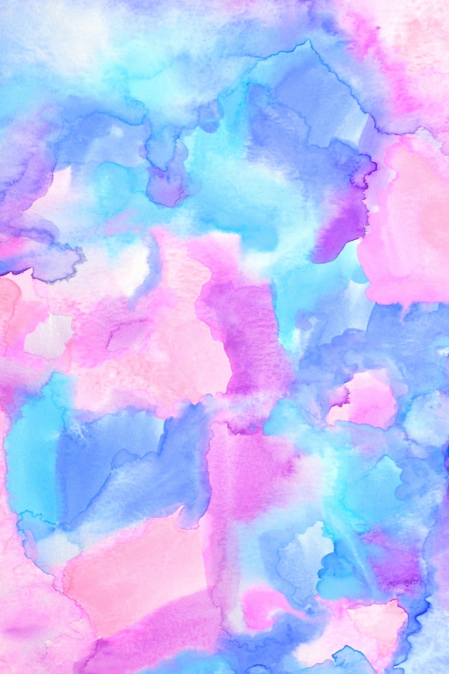 A watercolor painting of pink, blue and purple - Watercolor