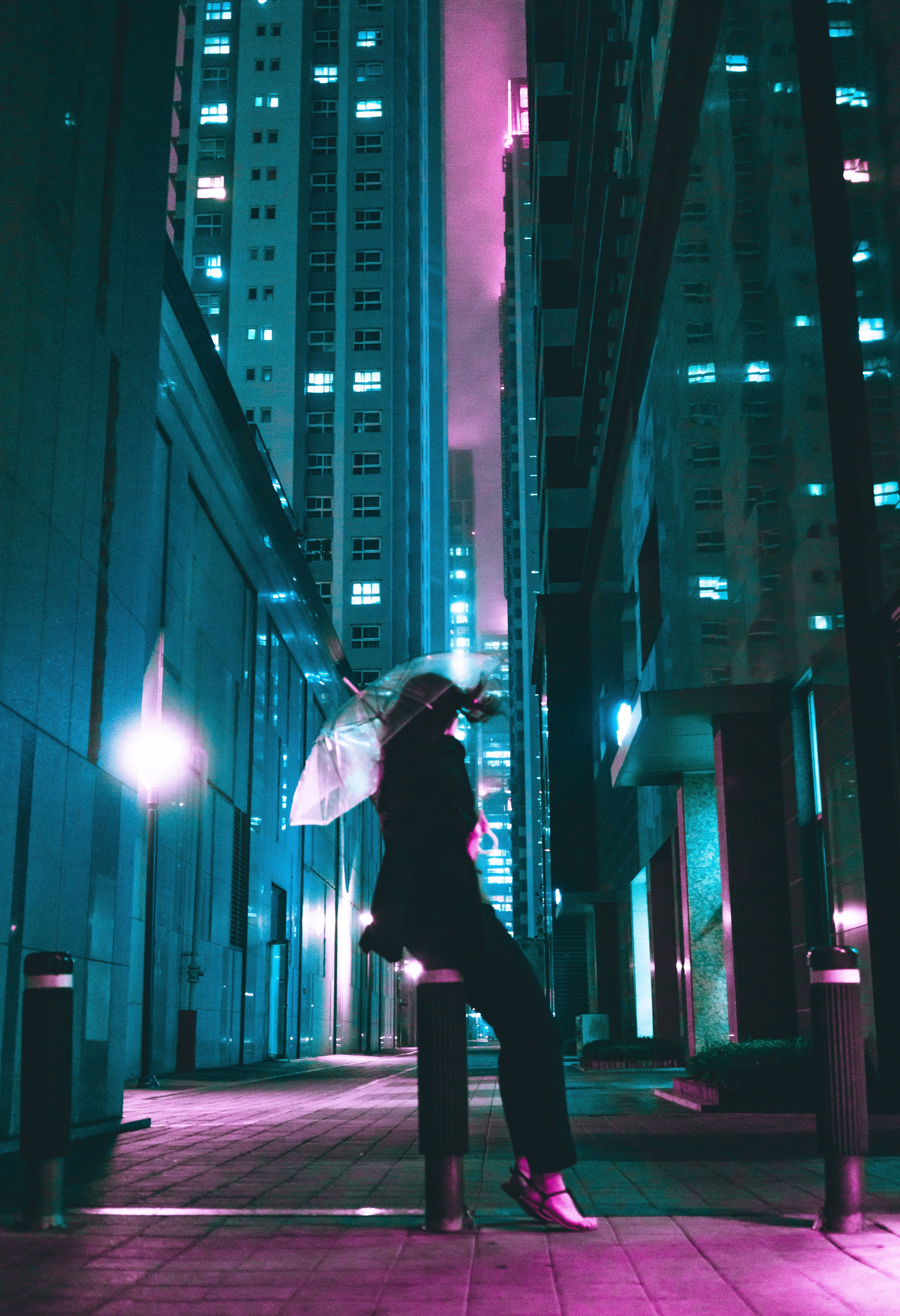 Wallpaper / casual clothing, one person, cyberpunk, real people, protection, suit, photography, skyscraper, aesthetic, leisure activity, woman, vaporwave, office building exterior free download