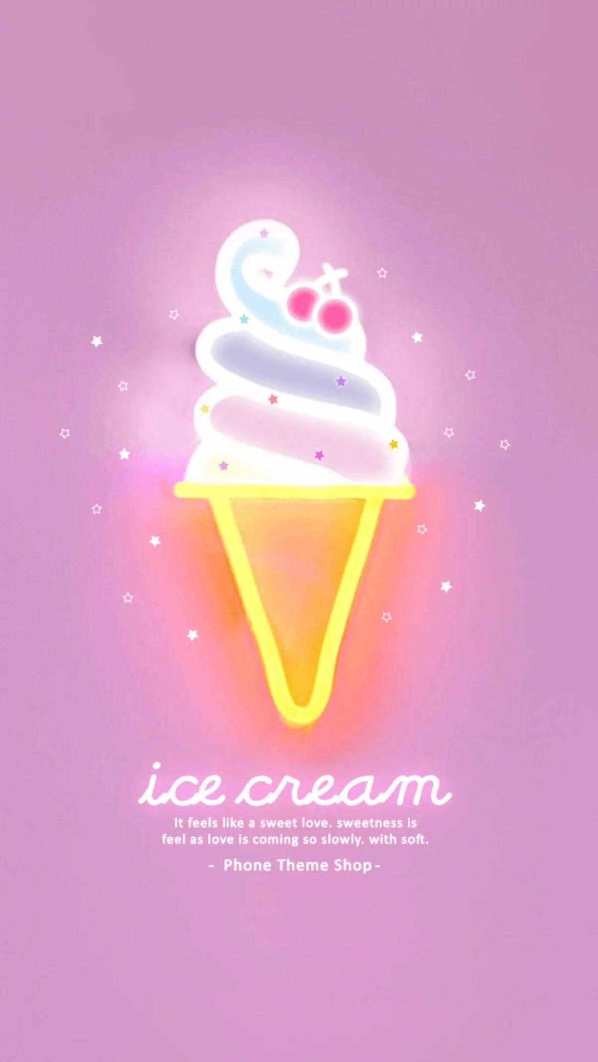 A poster of an ice cream cone with neon colors - Ice cream