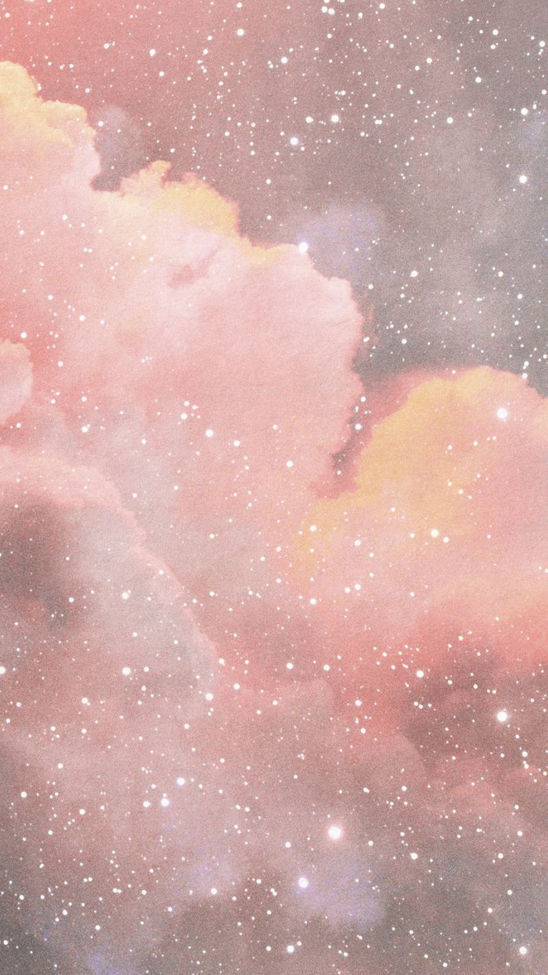 Aesthetic phone background of a pink and purple sky with stars - Pink phone, bling