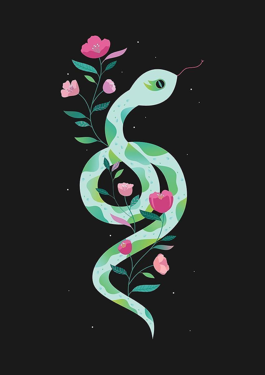 A snake with flowers on its back - Snake
