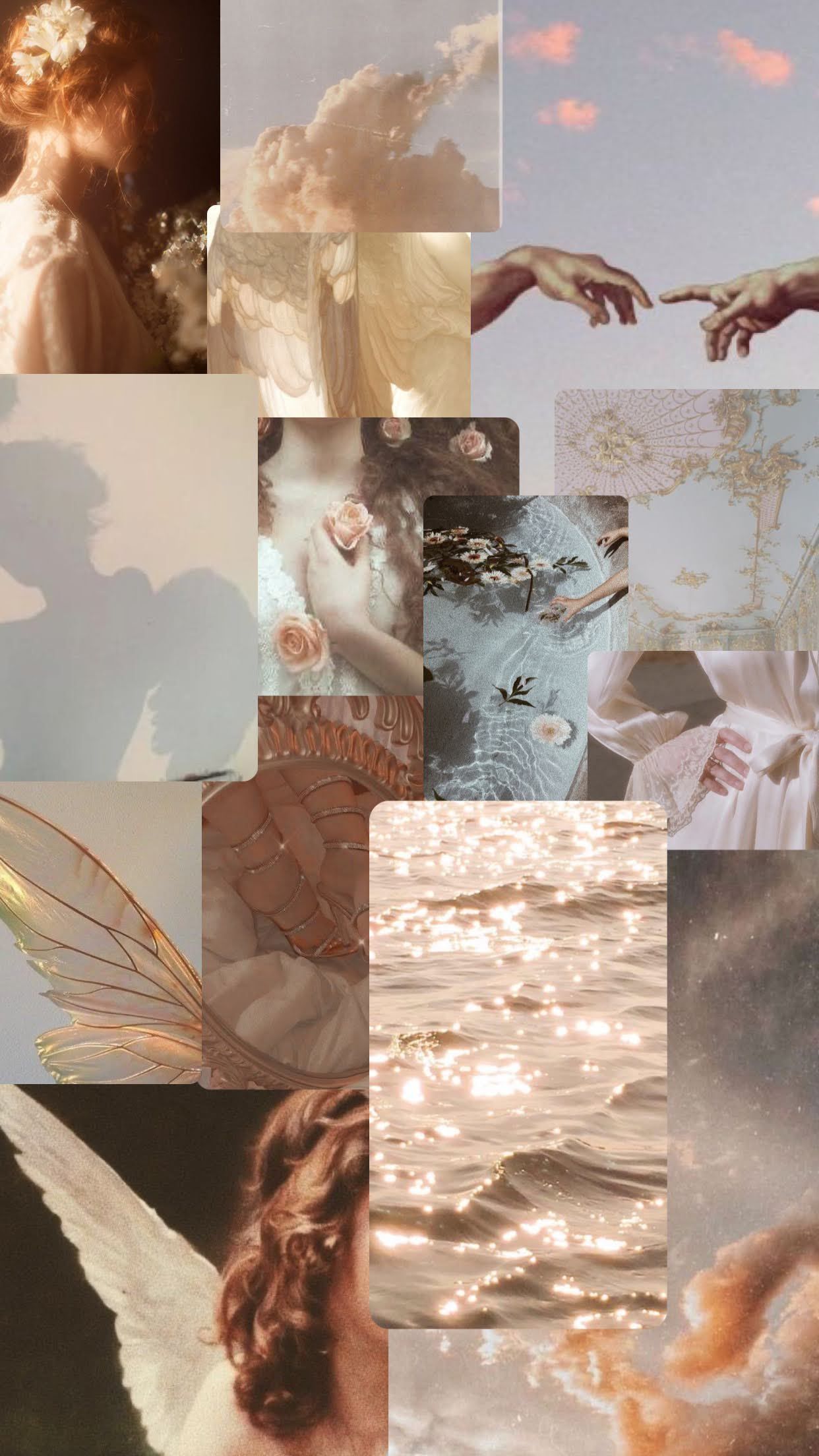 A collage of pictures with angels and clouds - Angelcore