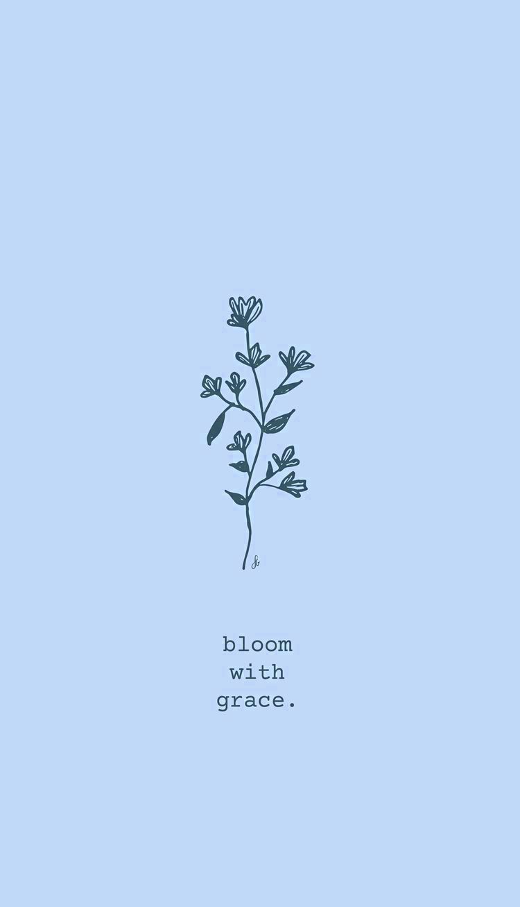 A blue background with the words bloom grace - Blue