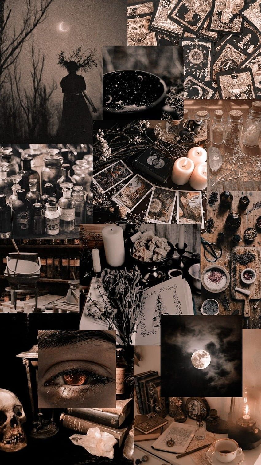 A collage of pictures with candles and other items - Witchcore