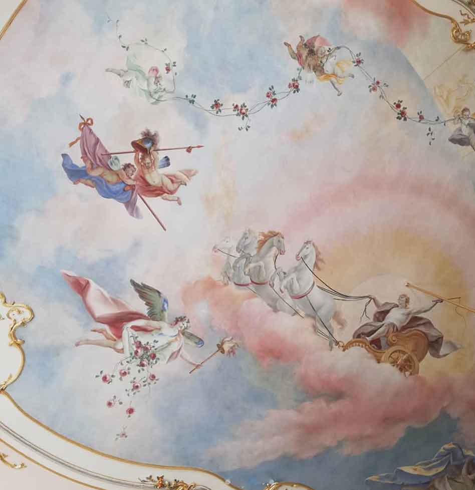 A painting of angels and horses on the ceiling - Angelcore