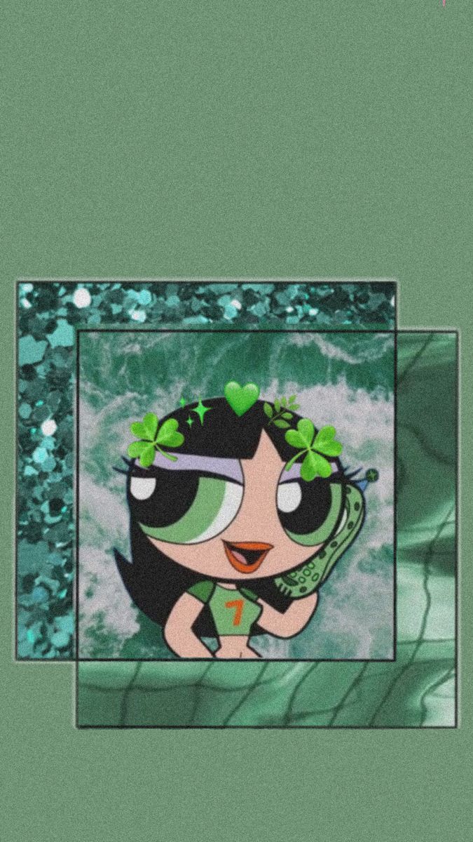 A cartoon character with green hair and glasses - Buttercup