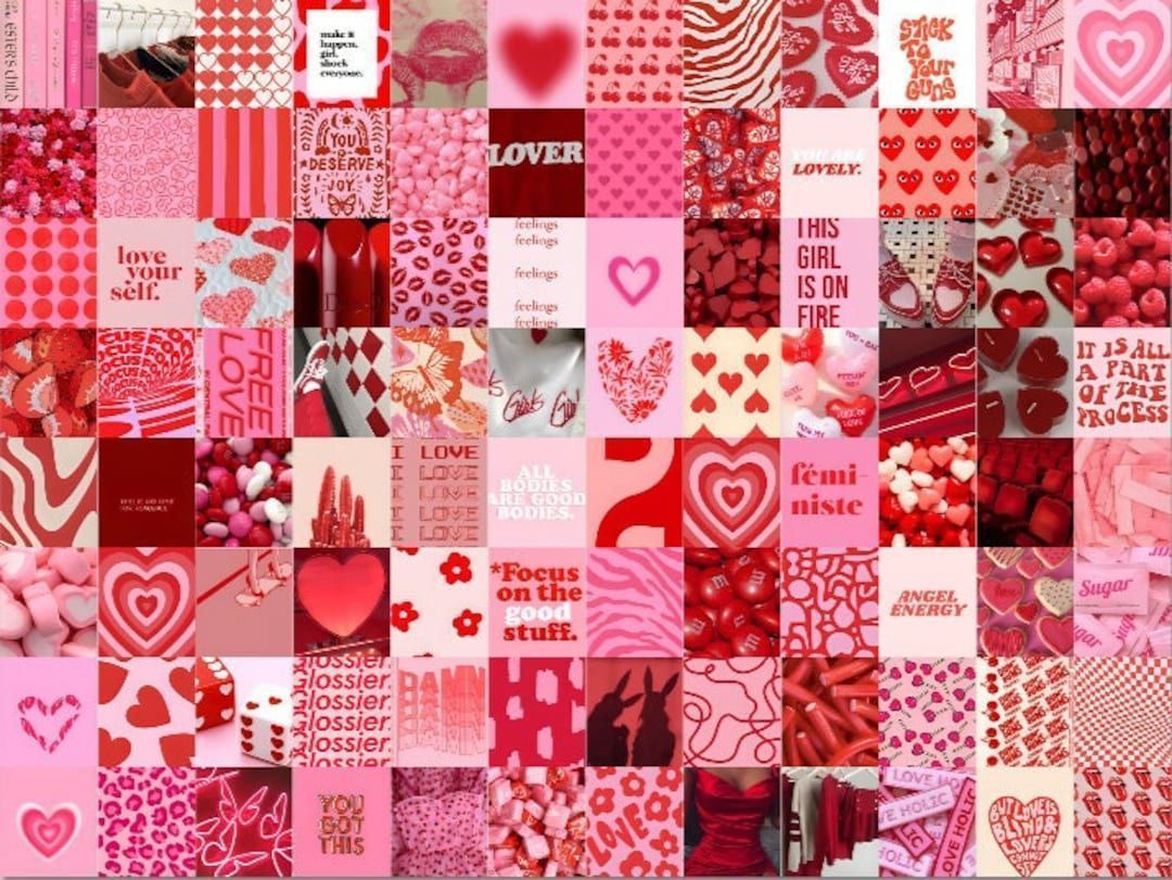 A collage of pink and red aesthetic pictures - Lovecore