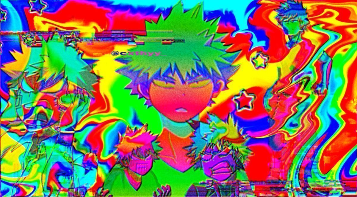 A colorful image of anime characters - Glitchcore