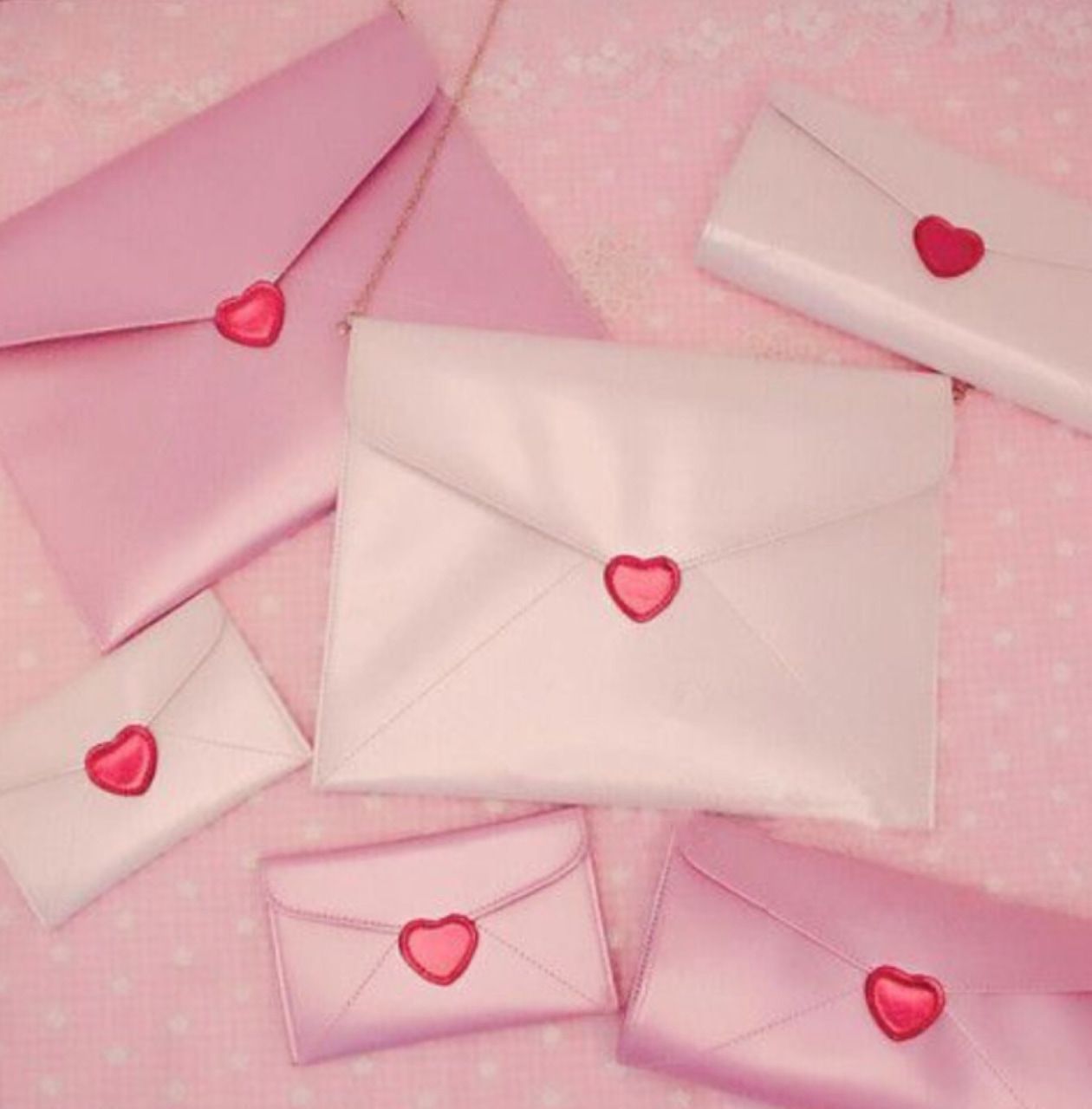 Pink and white hearts on white paper bags - Lovecore
