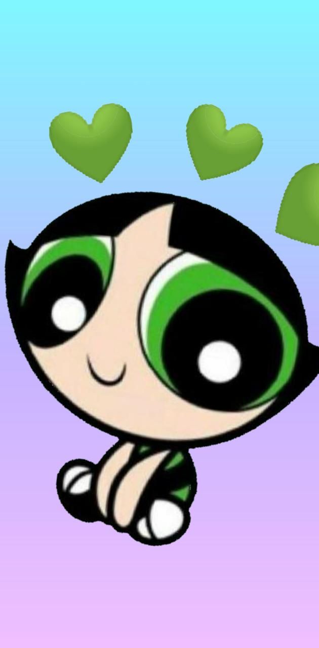 The powerpuff girls cartoon character with hearts - Buttercup