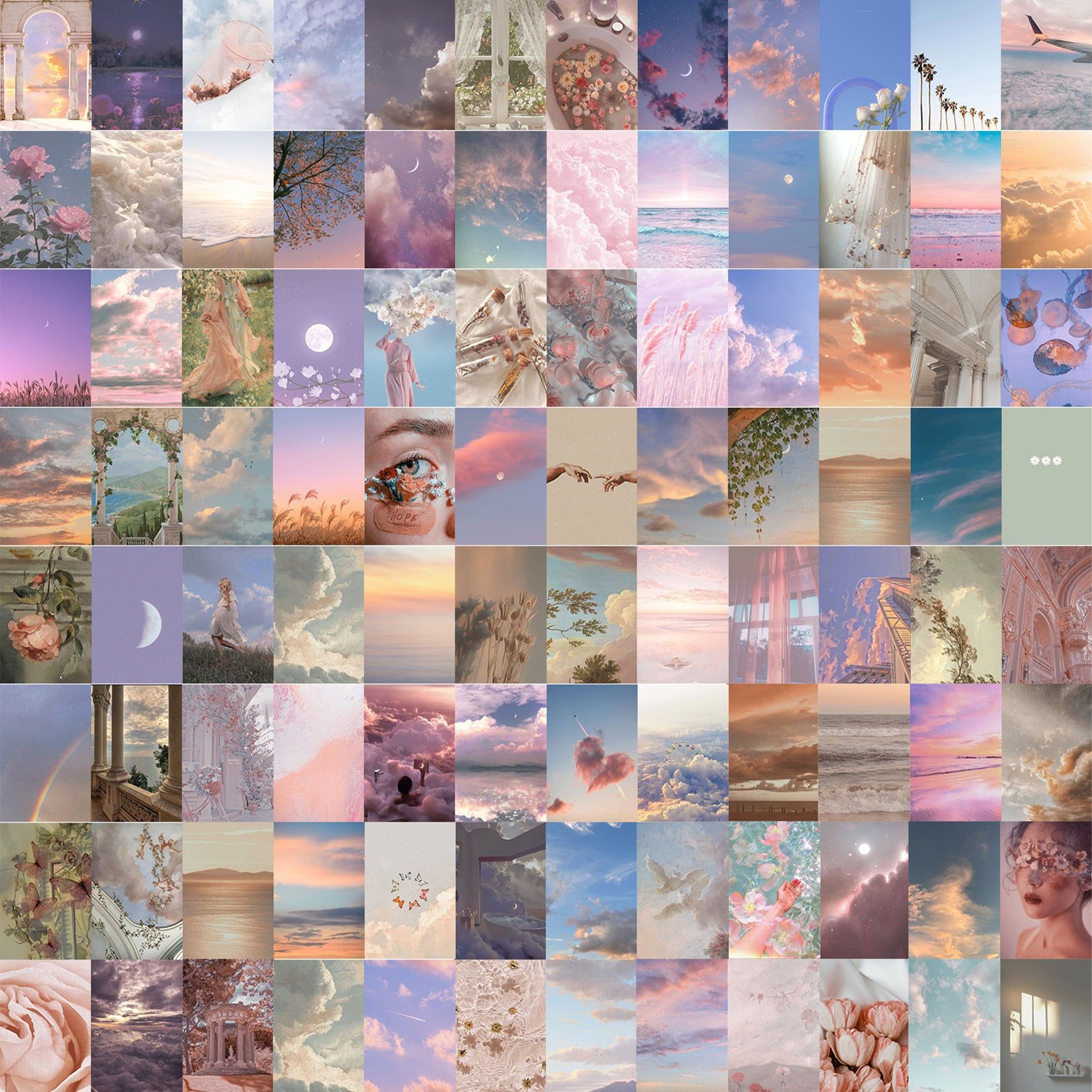 A collage of pictures with different colors - Angelcore