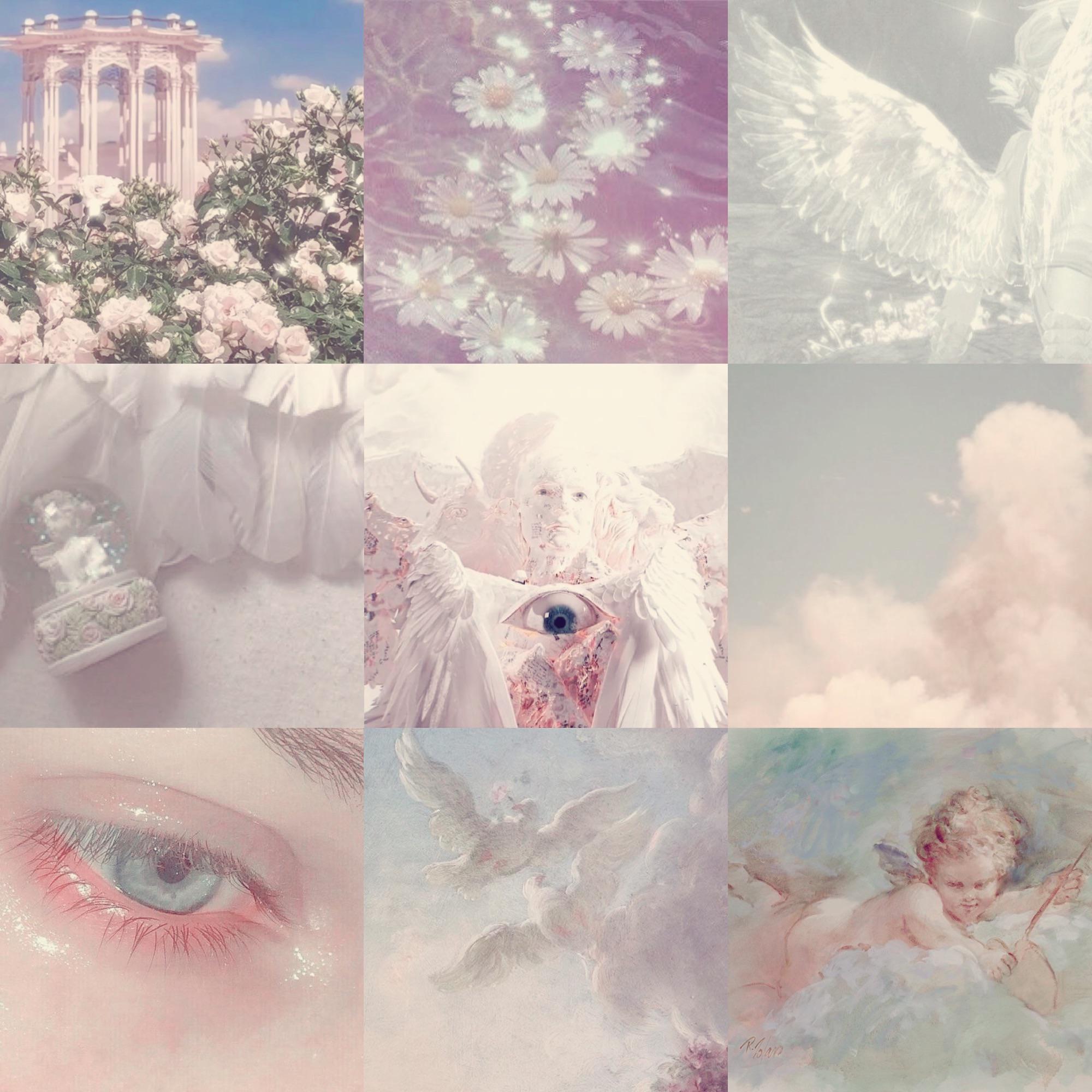 A collage of pictures with angels and flowers - Angelcore