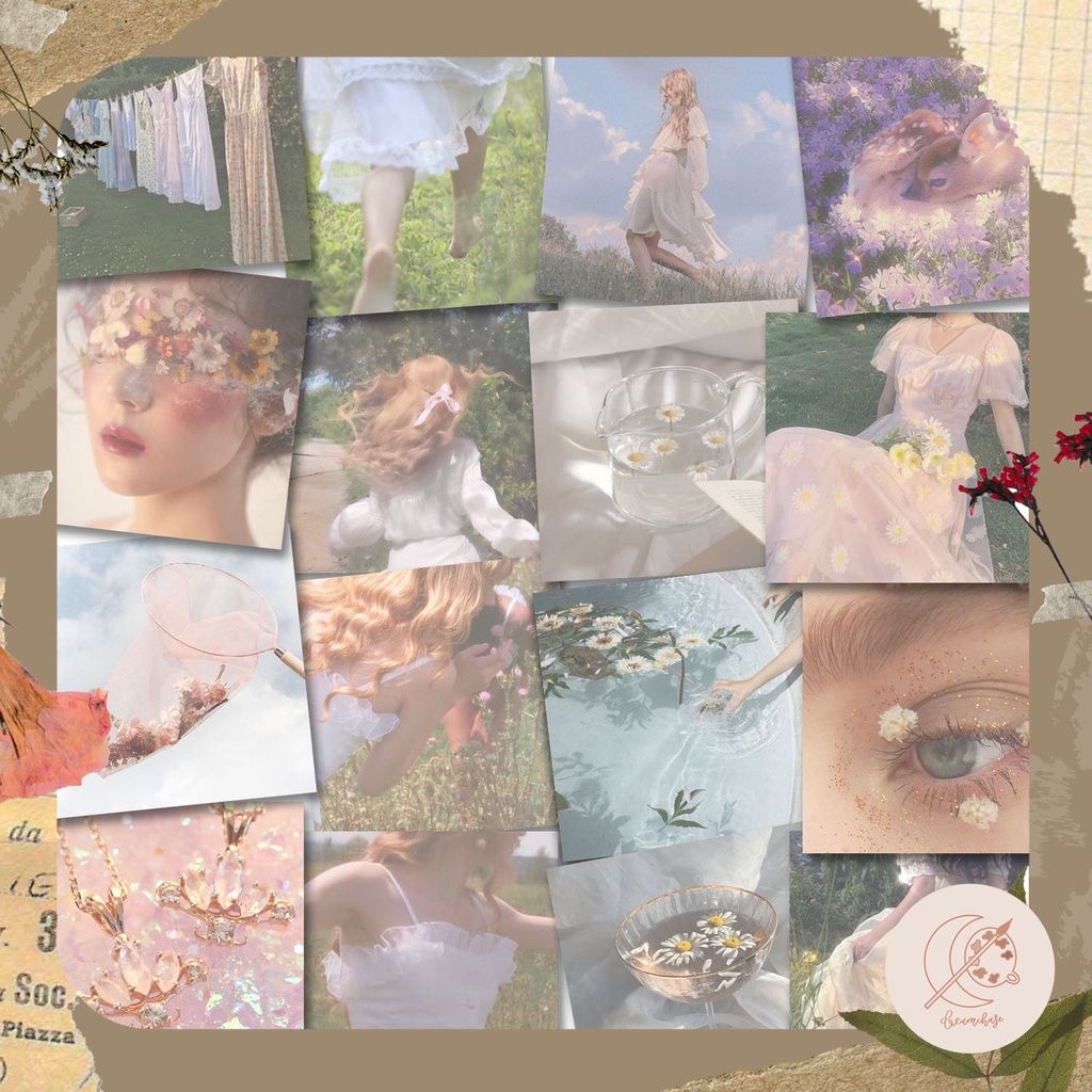 A collage of photos of women and flowers. - Angelcore