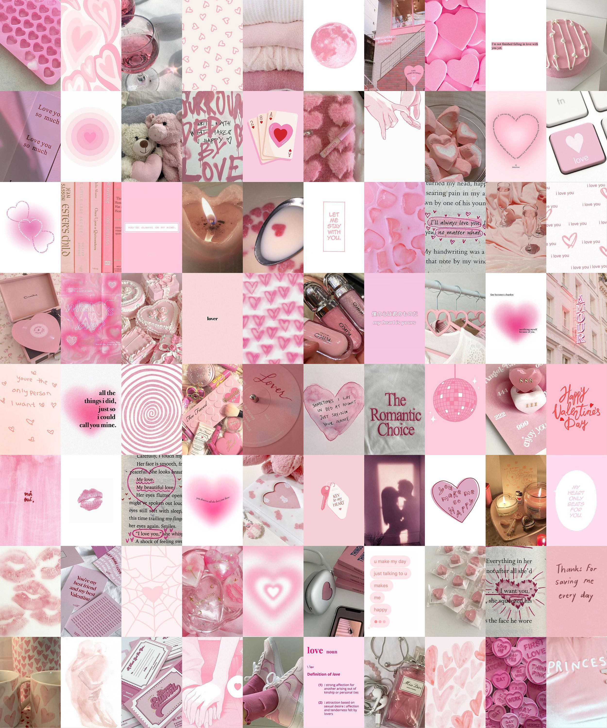 PCS Pink Lovecore Wall Collage Kit Pink Preppy Photo