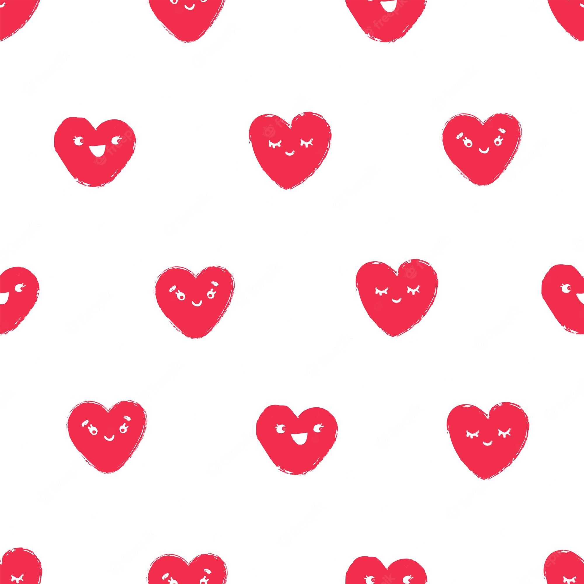 Seamless pattern with red hearts - Lovecore