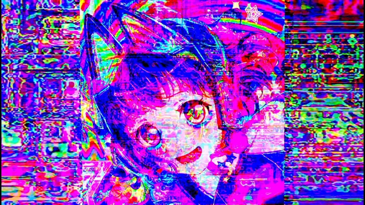 A digital art image of anime girl - Glitchcore