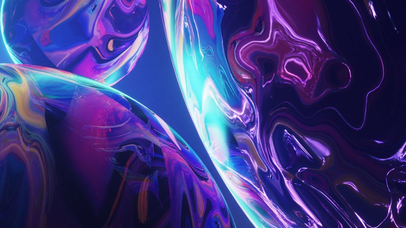 A colorful abstract artwork with bubbles - 1366x768