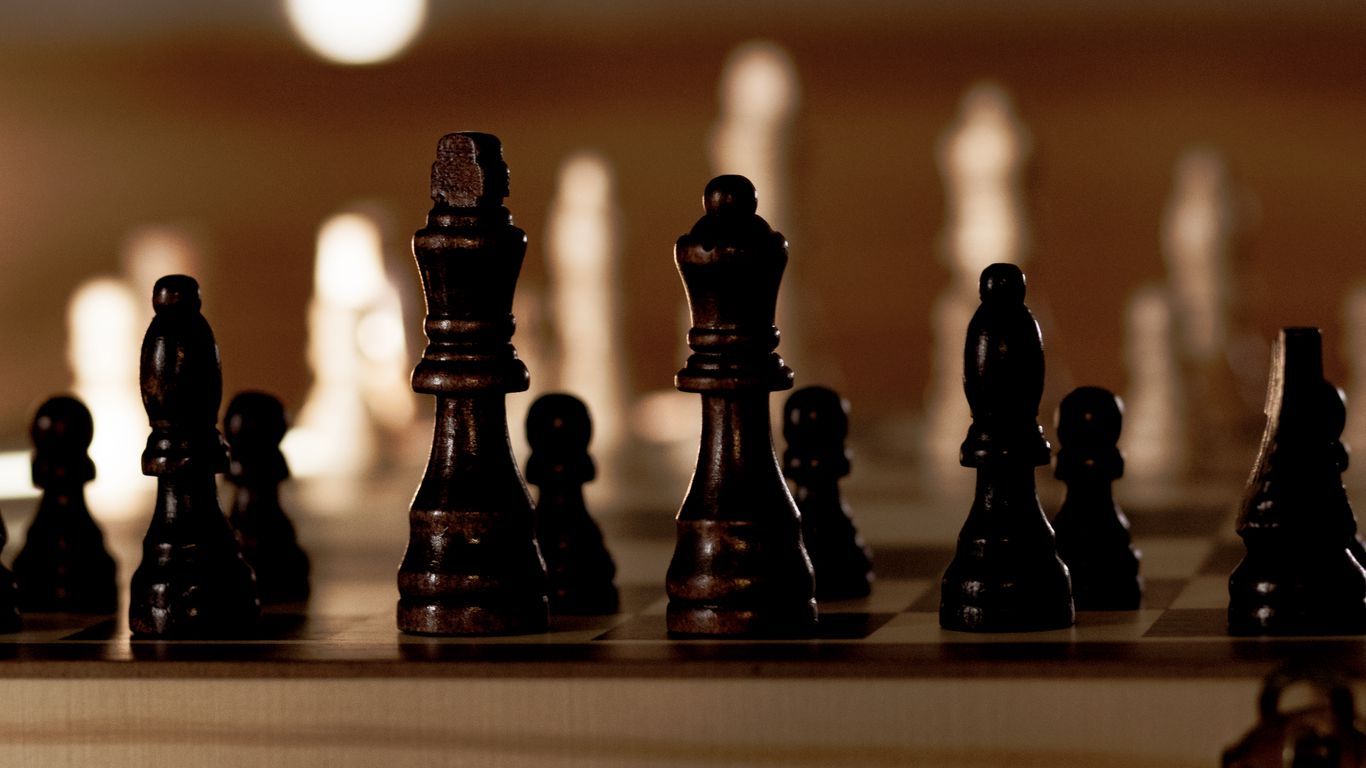 Download wallpaper 1366x768 chess, board, pieces, king, queen, game tablet, laptop HD background