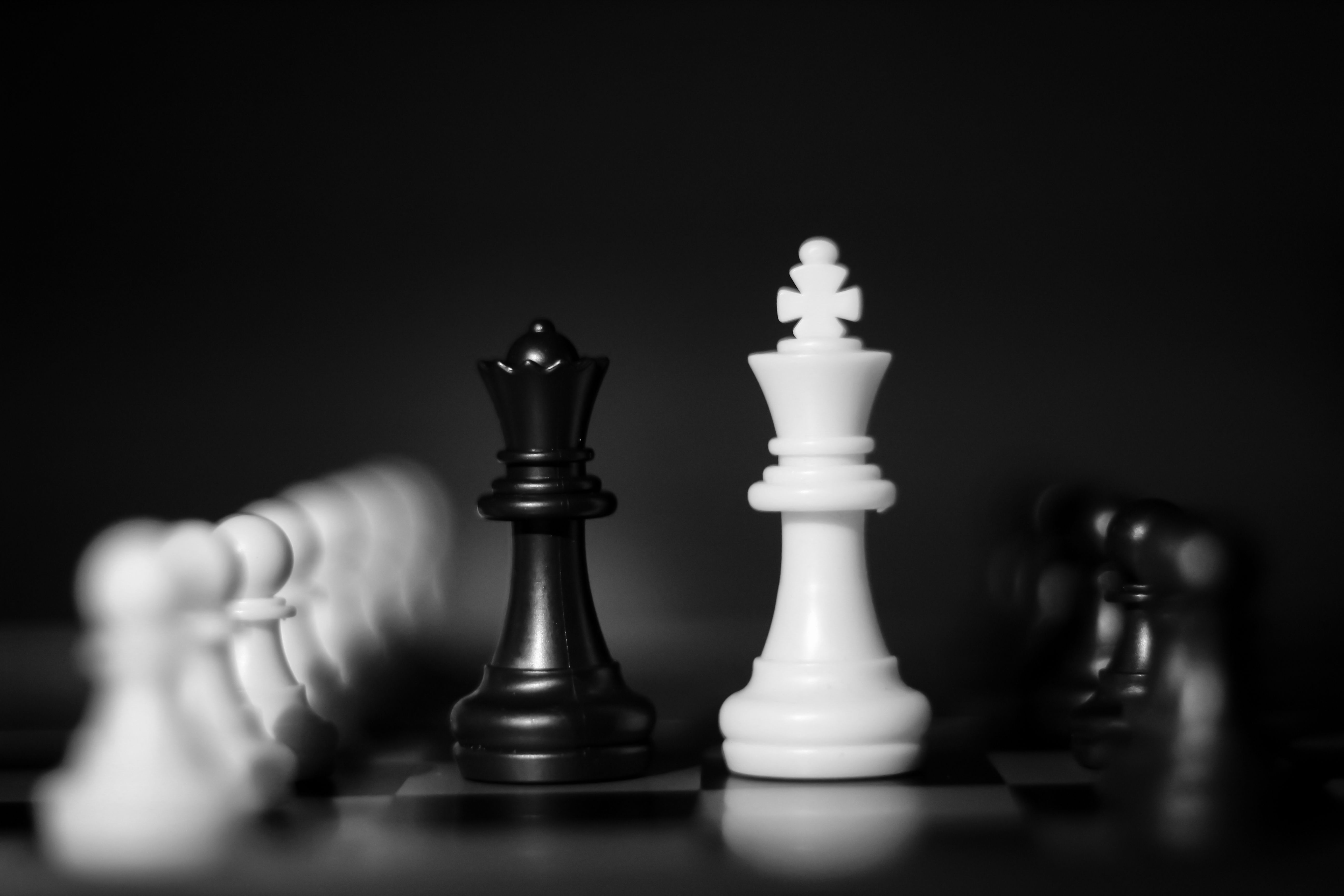 White and Black Chess Pieces in Close Up Shot · Free