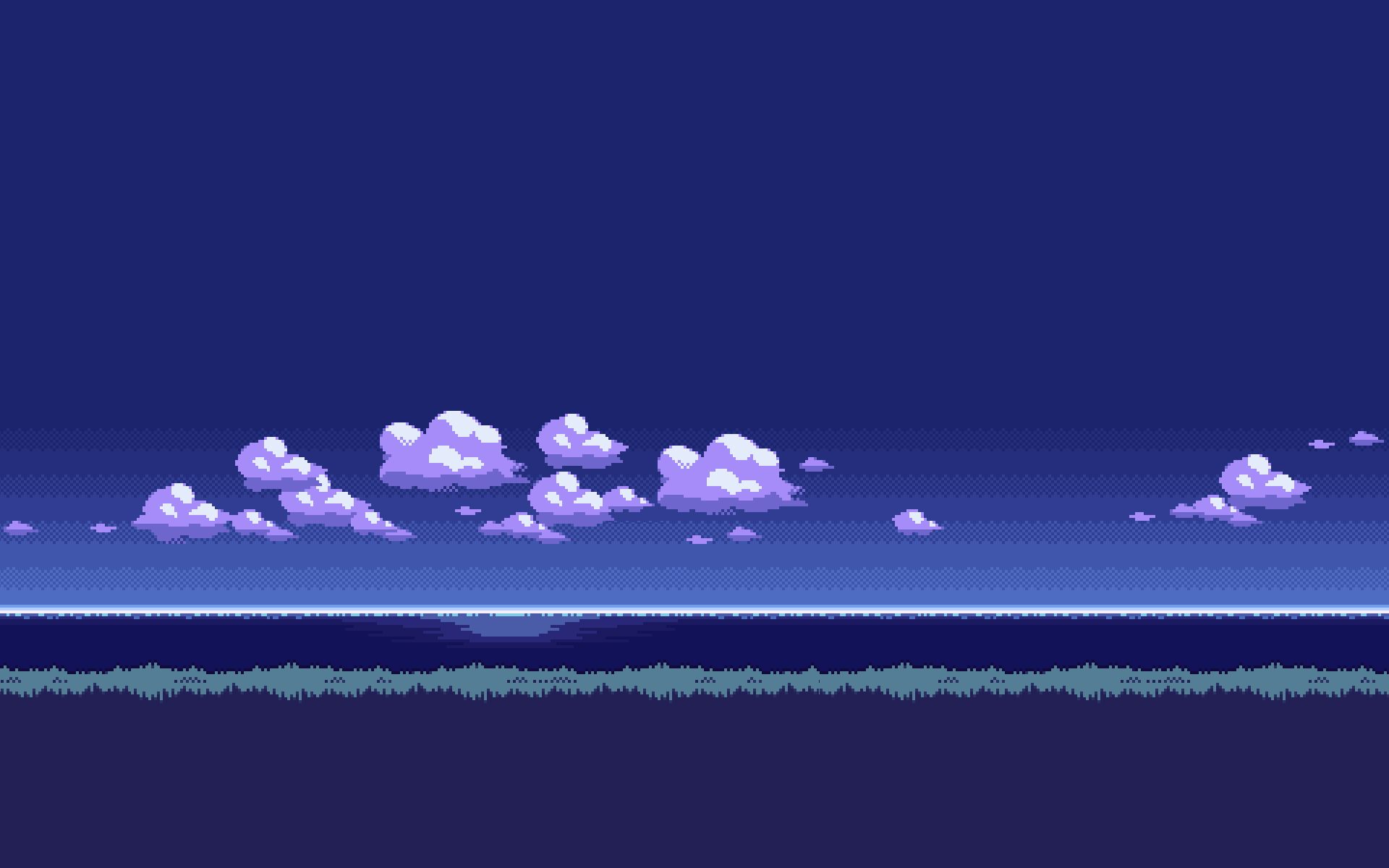 A pixel art of the sky with clouds - 1920x1200