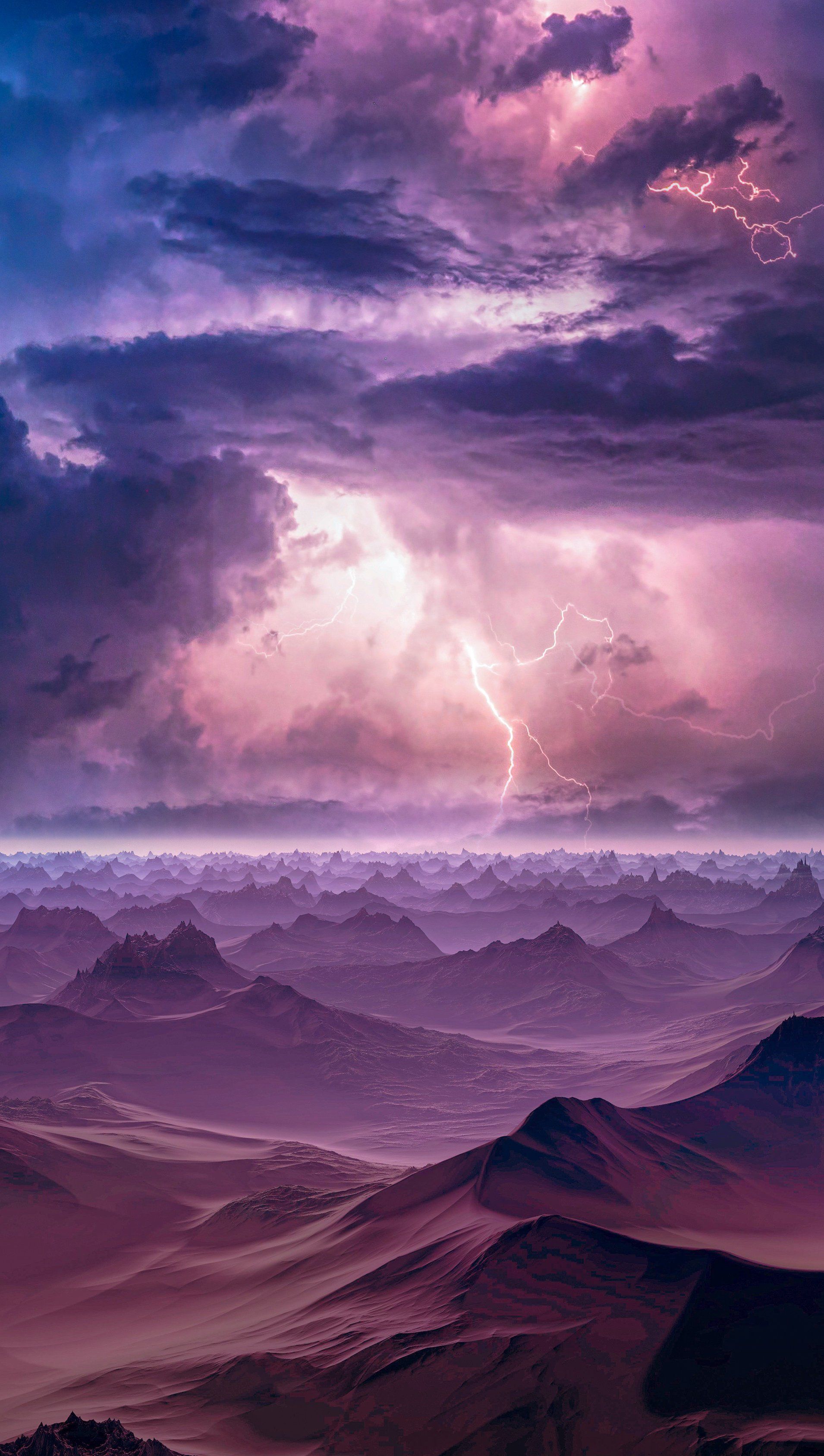 A lightning storm over a mountain range - Storm