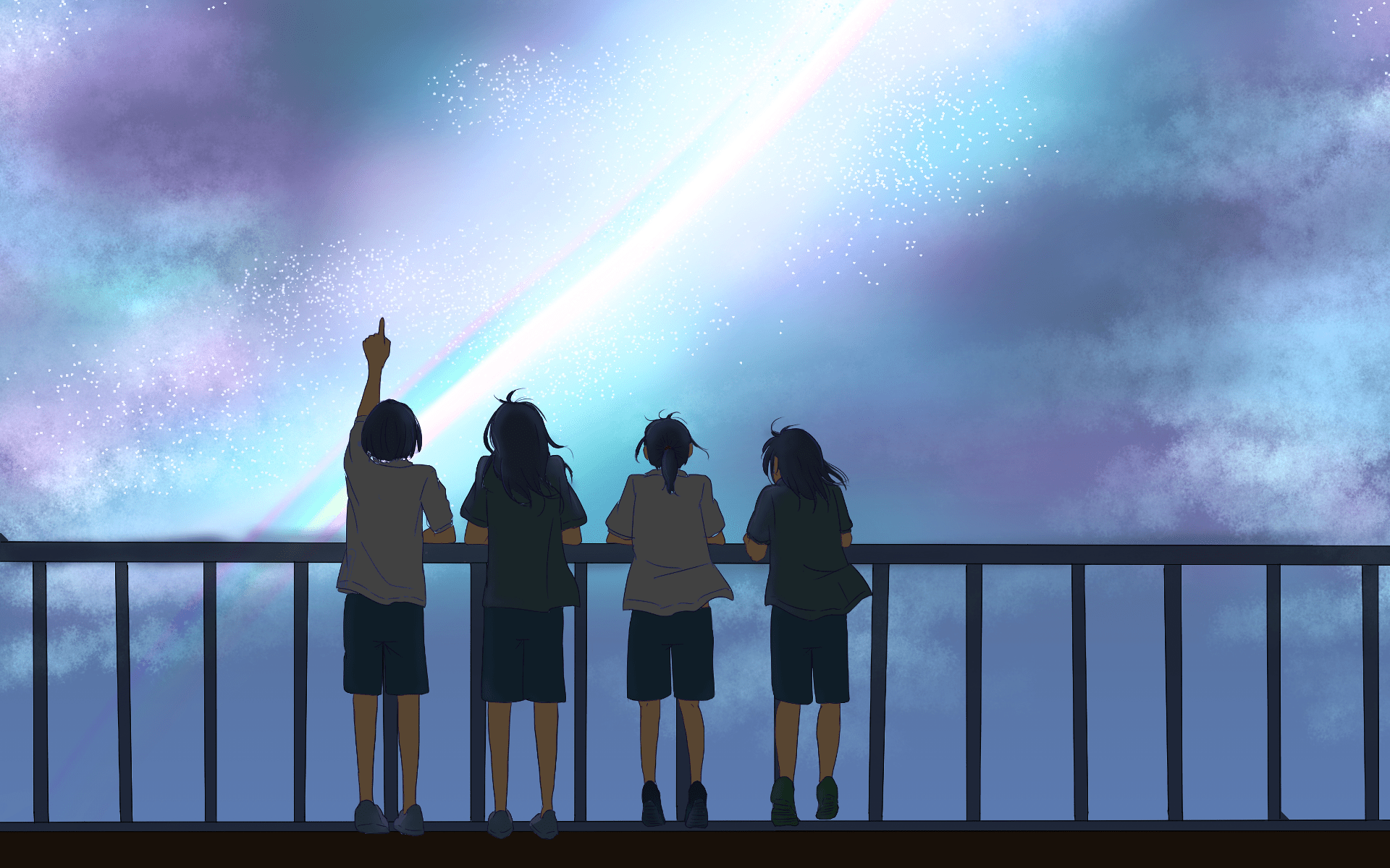 A group of people looking at the sky - 1920x1200