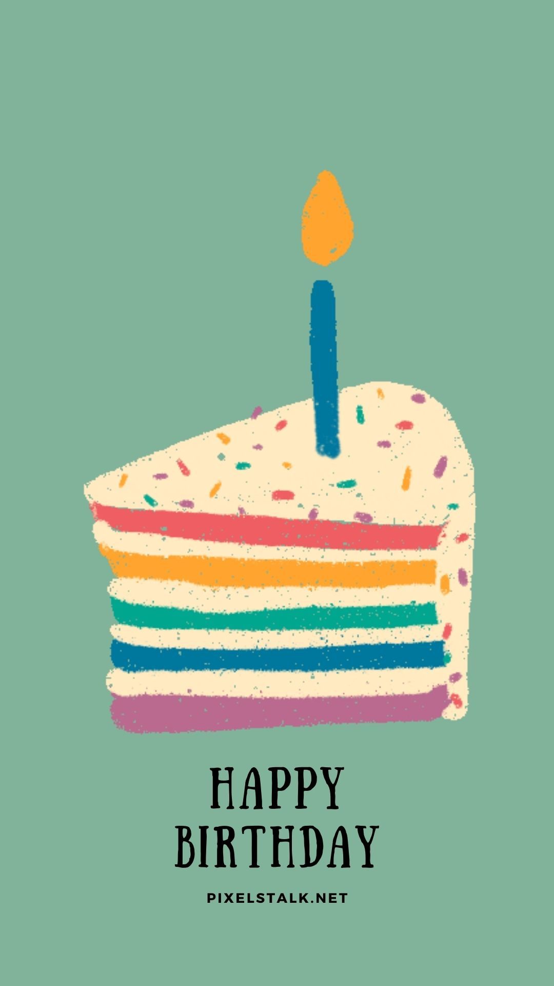 A birthday cake with a single candle on a green background - Cake, birthday
