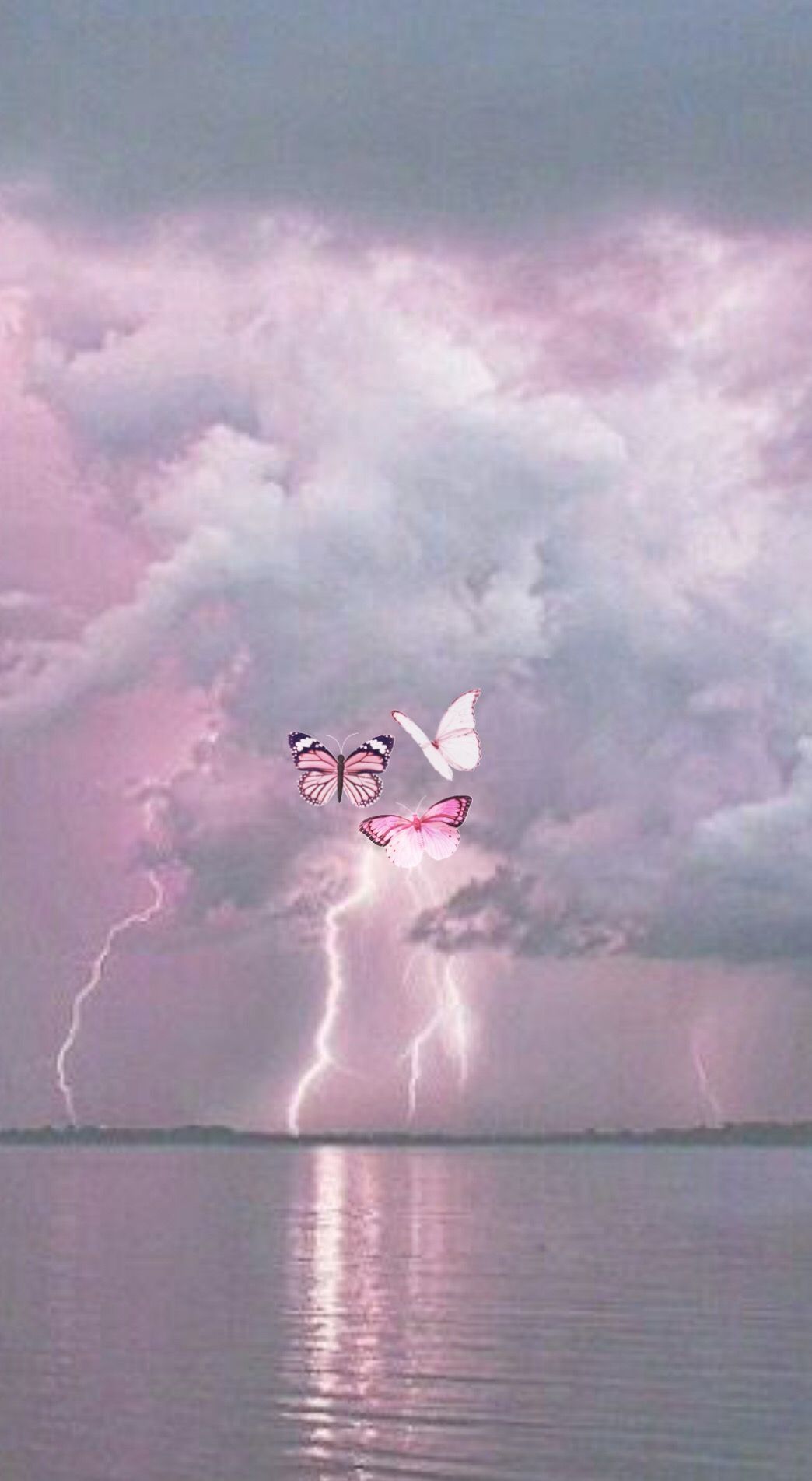 Aesthetic wallpaper with butterfly in the sky - Storm