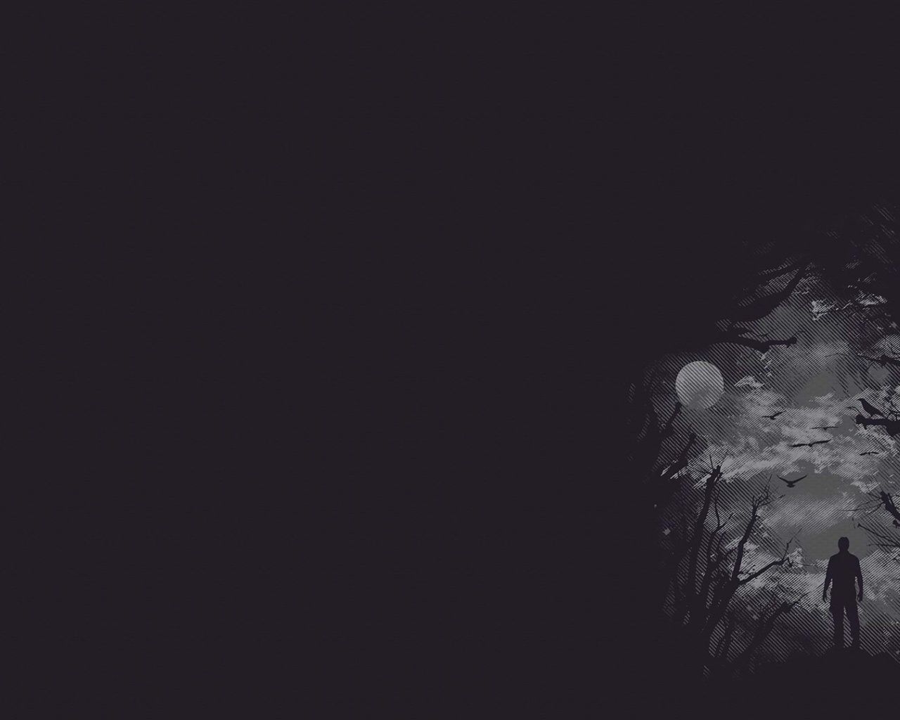 A person standing in a dark forest with a full moon - 1280x1024