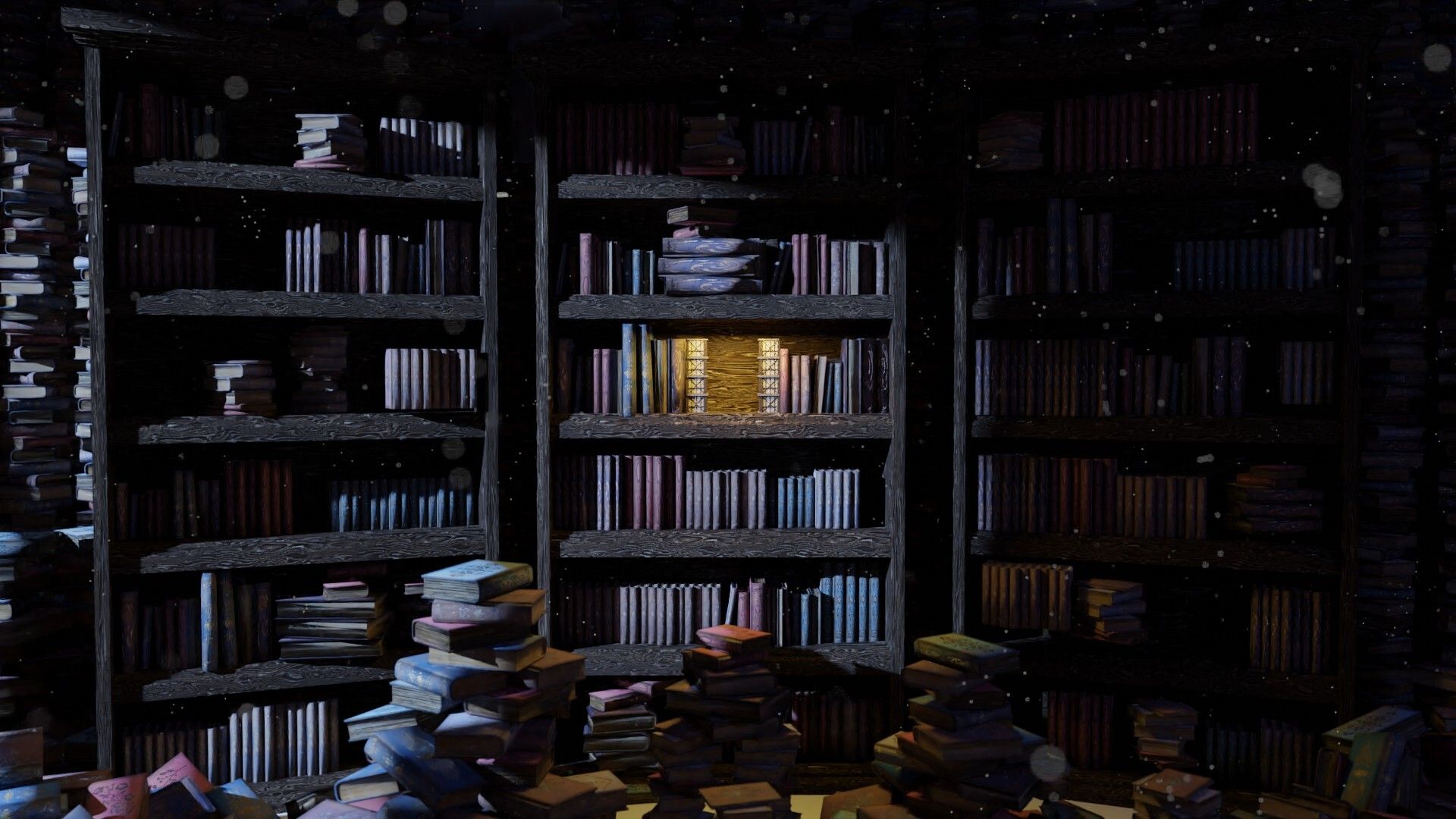 A bookshelf with books and a spotlight - Bookshelf