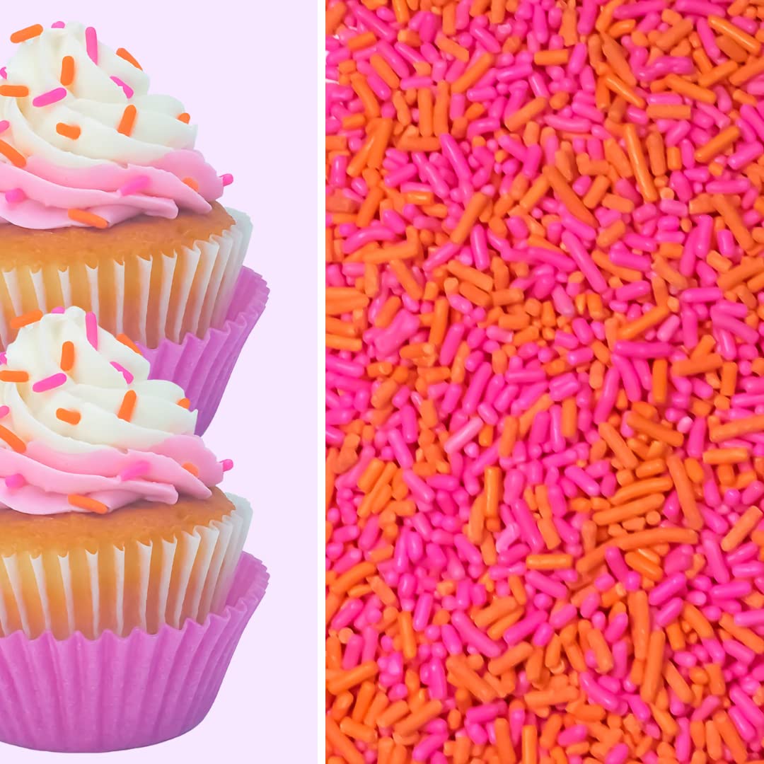 Cupcakes and sprinkles in pink, orange and white - Cake