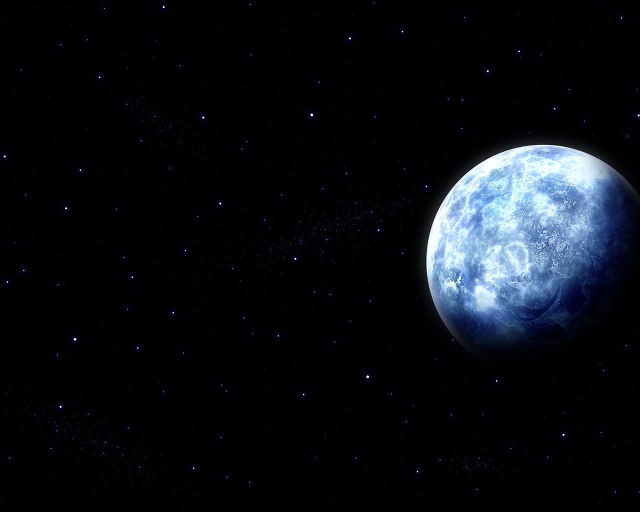 A blue planet in space surrounded by stars - 1280x1024