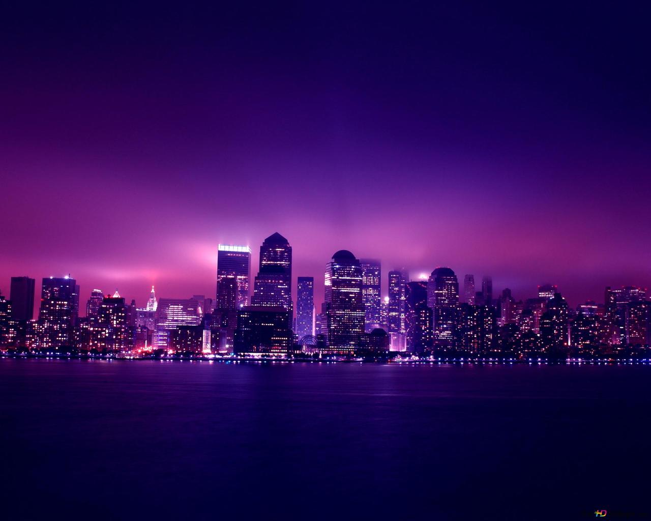 Aesthetic City Night Lights 2K wallpaper download