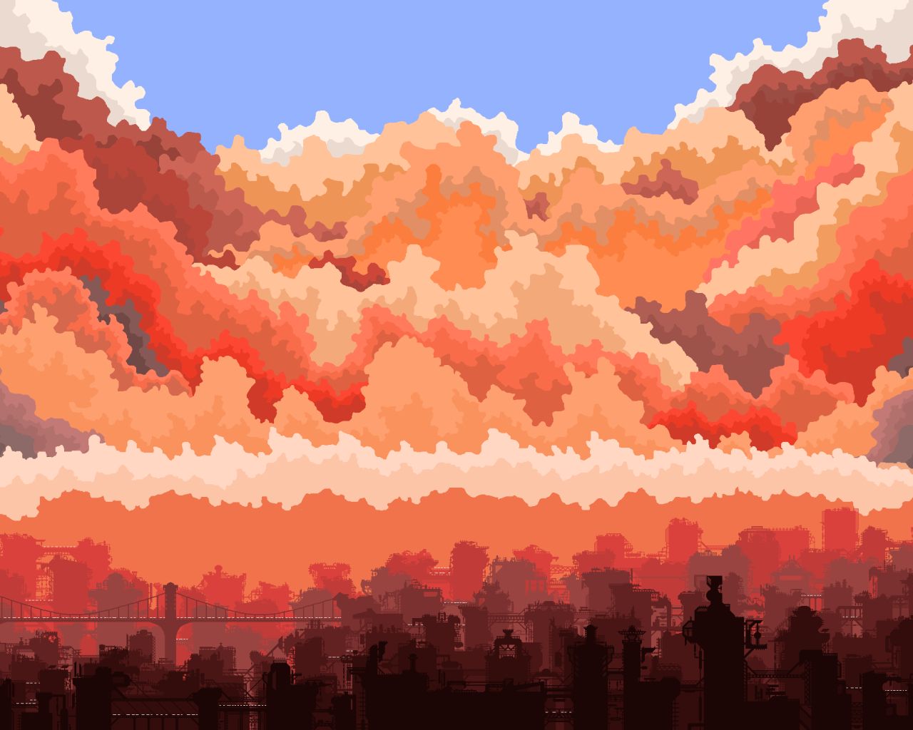 A city skyline with clouds in the background - 1280x1024