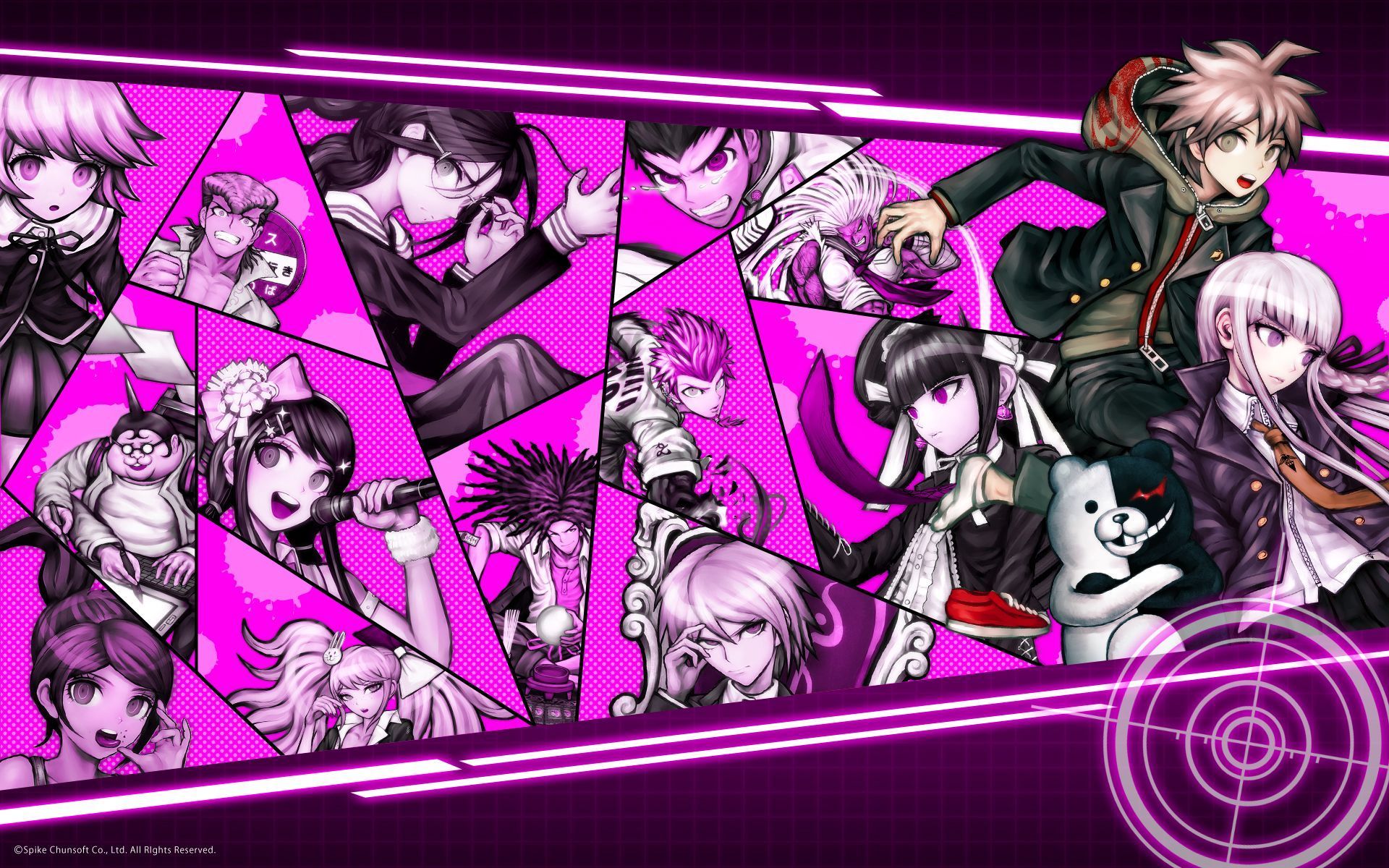 A wallpaper of characters from the game persona - Danganronpa