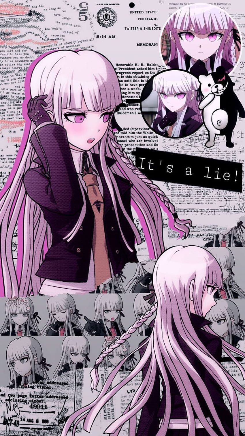 A collage of anime characters with long hair - Danganronpa