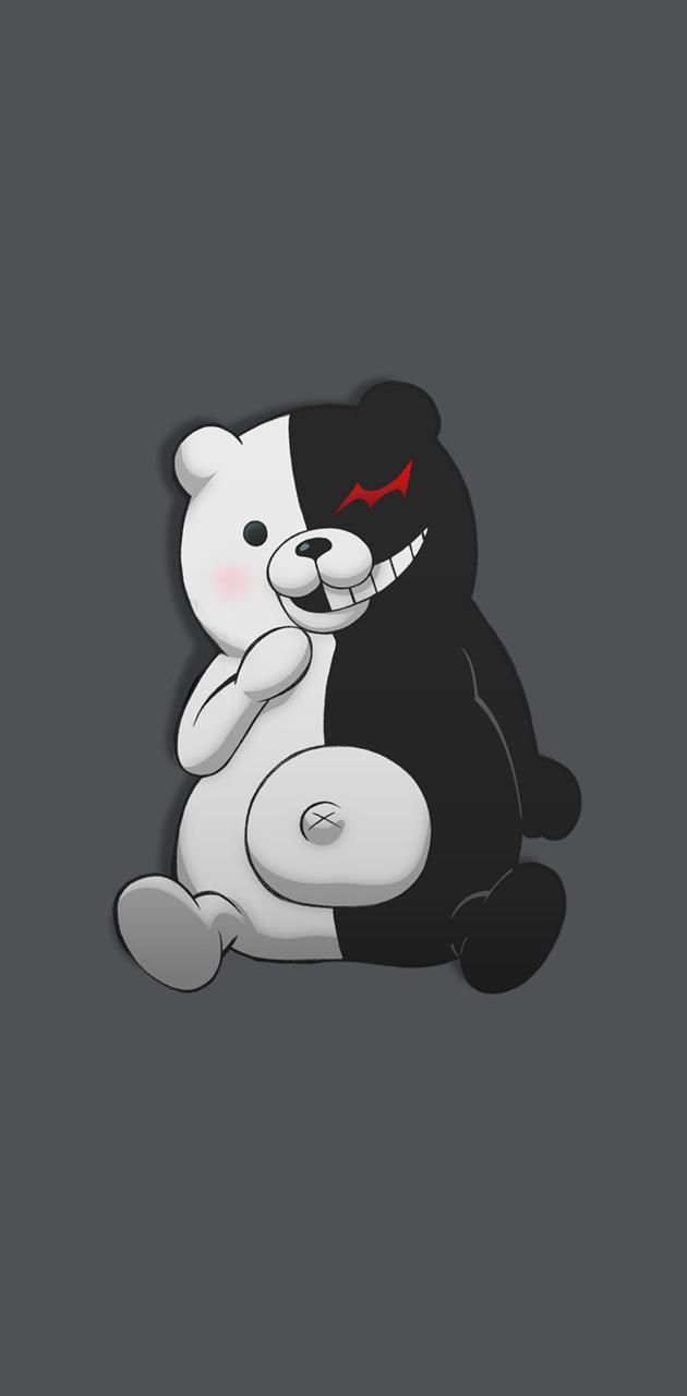 A black and white bear with red eyes - Danganronpa