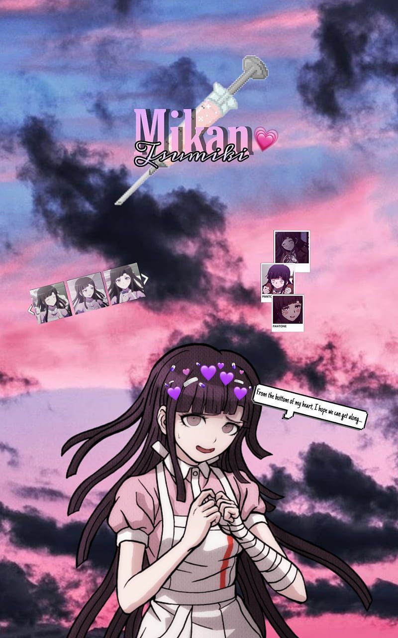 A poster with anime characters and clouds - Danganronpa