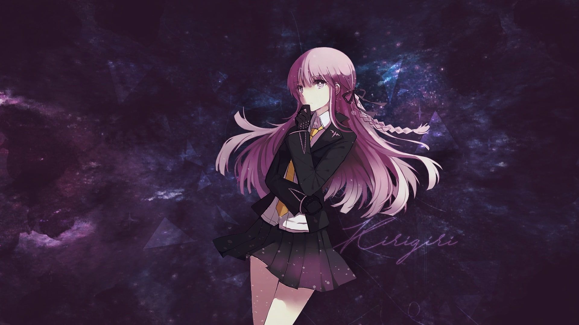 A girl with purple hair and black clothes - Danganronpa