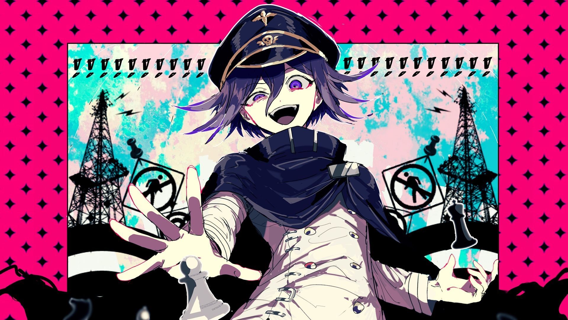 Anime wallpaper with anime characters in the background - Danganronpa