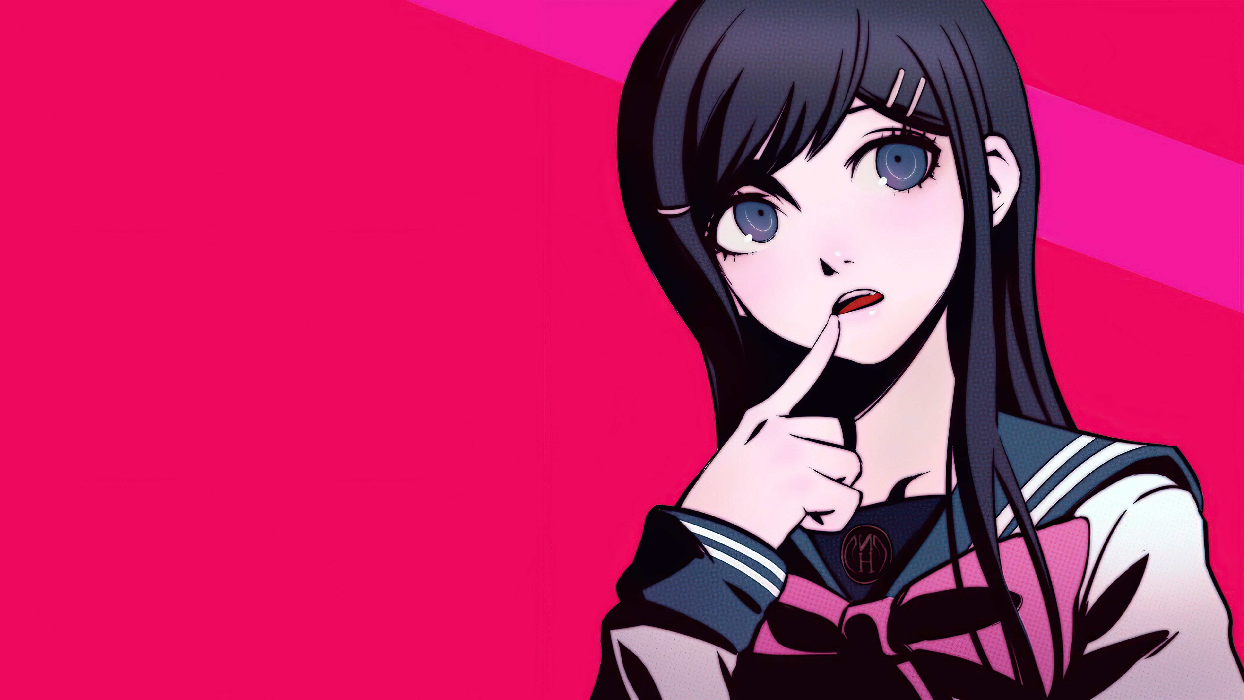 A girl with black hair and blue eyes - Danganronpa
