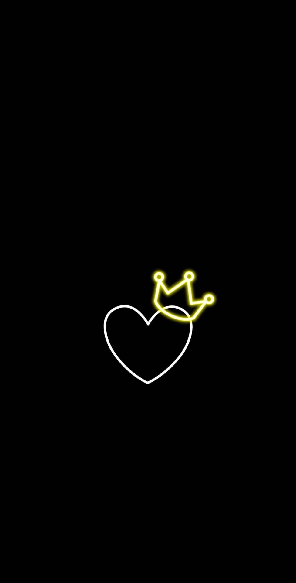 Download Black Aesthetic Phone Heart With Crown Wallpaper