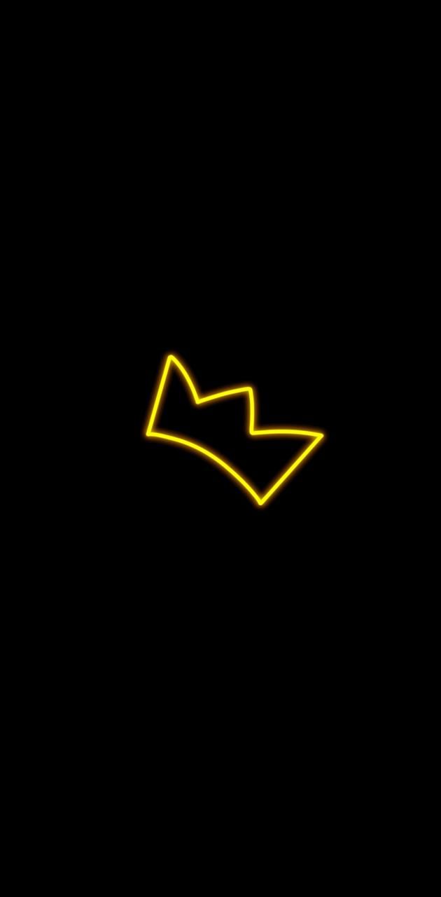 A yellow arrow pointing down on a black background - Crown